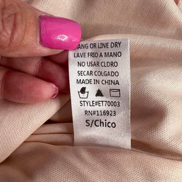 Easel Leopard Animal Print Blouse Peach Semi Sheer Velour V-Neck NWT Boho Glam S - Picture 10 of 11